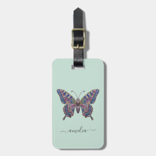 Personalised Luxury Sparkling Glitter Butterfly Luggage Tag