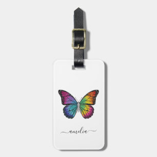 Personalised Luxury Sparkling Glitter Butterfly Luggage Tag
