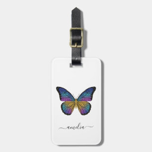 Personalised Luxury Sparkling Glitter Butterfly Luggage Tag