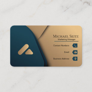 Personalised Luxury Teal Blue and Gold  Business Card
