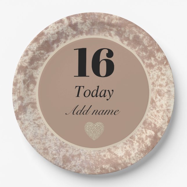 Personalised luxury velvet part plates 16th (Front)