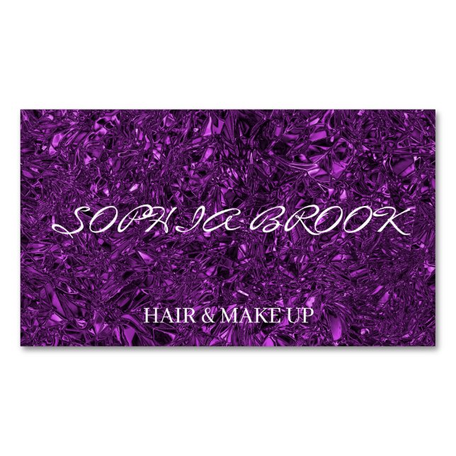Personalised luxury violet crushed foil 	Magnetic business card (Front)