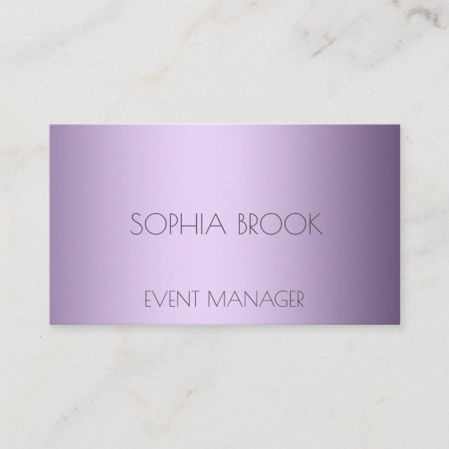 Personalised luxury violet metallic foil business card (Front)