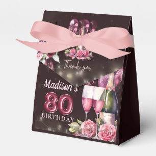 Personalised Luxury Wine & Balloons 80th Birthday Favour Box