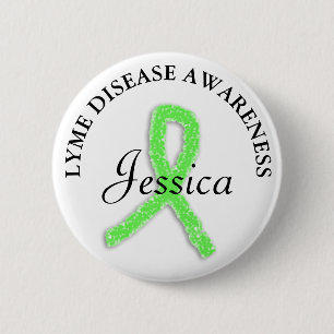 Personalised Lyme Disease Ribbon Name tag Button