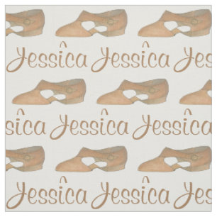 Personalised Lyrical Dancer Tan Dance Class Shoe Fabric