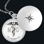 Personalised - M.D. Medical Symbol Caduceus Locket Necklace<br><div class="desc">Personalised M.D. Medical Symbol Caduceus Necklace ready for you to personalise. ✔Note: Not all template areas need changed. 📌If you need further customisation, please click the "Click to Customise further" or "Customise or Edit Design"button and use our design tool to resize, rotate, change text colour, add text and so much...</div>
