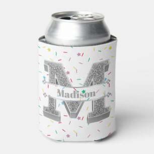Personalised M Initial Silver Monogram Your Name Can Cooler