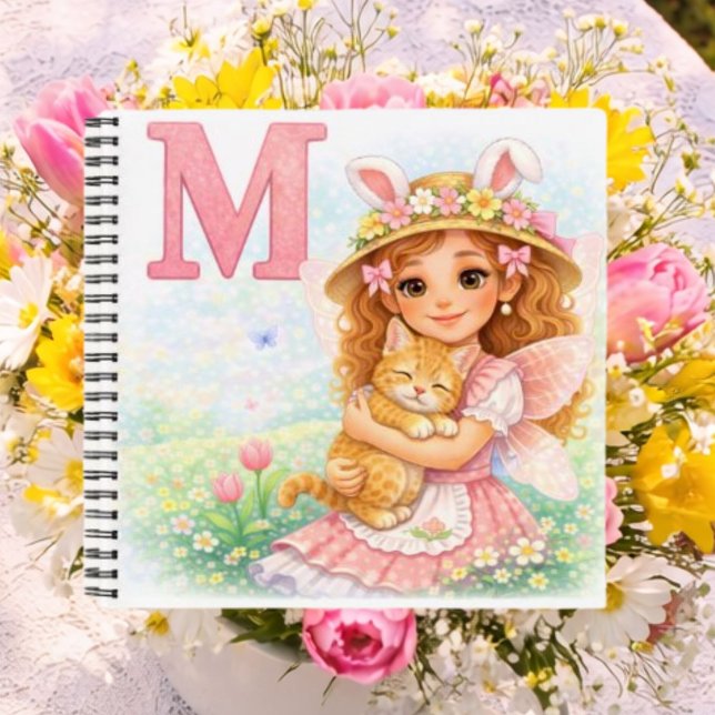 Personalised M Kitten Gift for Girls Notebook (Creator Uploaded)