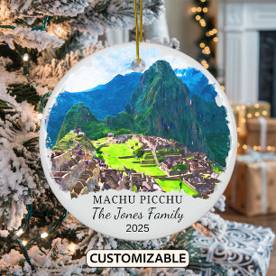 Personalised Machu Picchu, Peru Gift Ceramic Tree Decoration