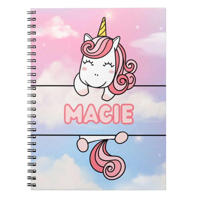 Personalised Macie Unicorn Girlie Notebook (Front)