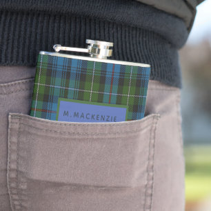 Personalised MacKenzie Tartan Mens Flask Him