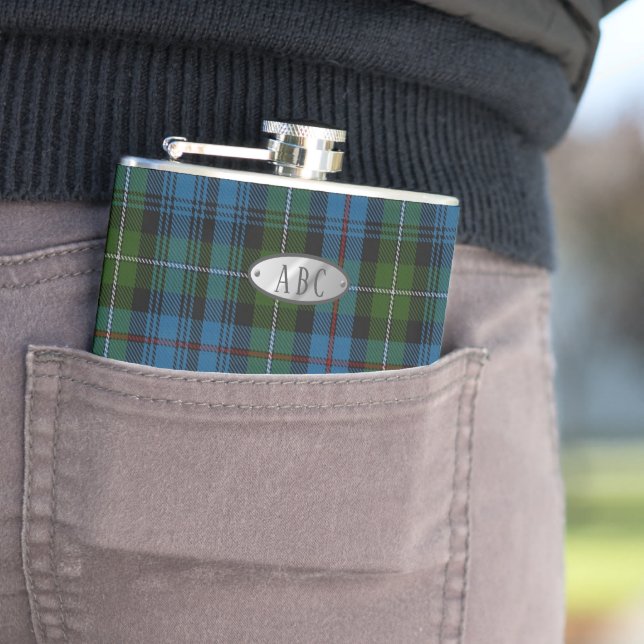 Personalised MacKenzie Tartan Mens Flask Him (In Situ)