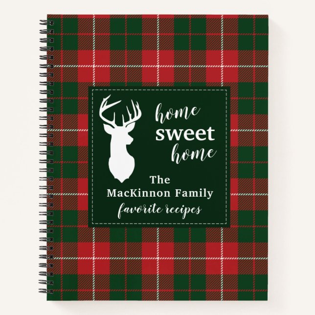Personalised MacKinnon Tartan Plaid Family Recipe Notebook (Front)