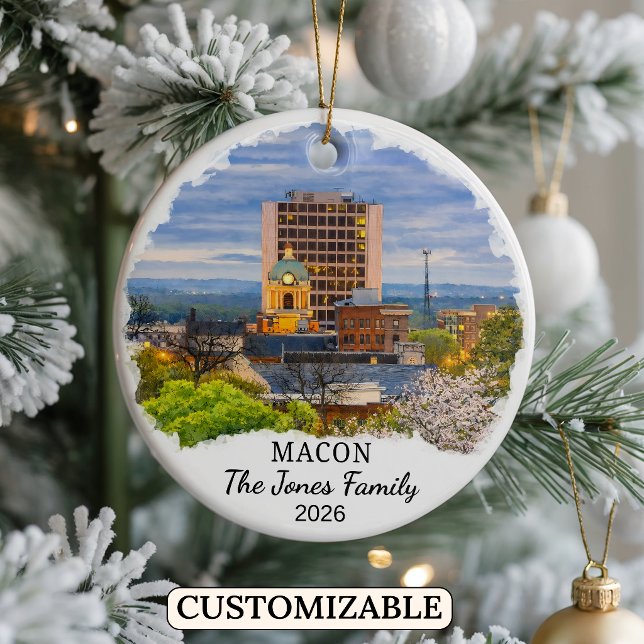 Personalised Macon Ornament, Custom Georgia Ceramic Tree Decoration (Creator Uploaded)