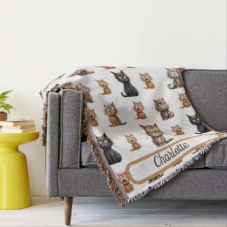Personalised Mad Funny Cats Throw Blanket