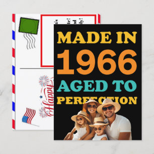 Personalised Made in 1966 aged to perfection, 4th  Holiday Postcard
