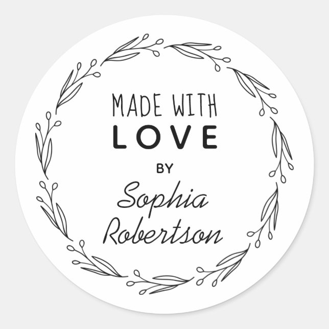 Personalised Made with Love Wreath Product Label (Front)