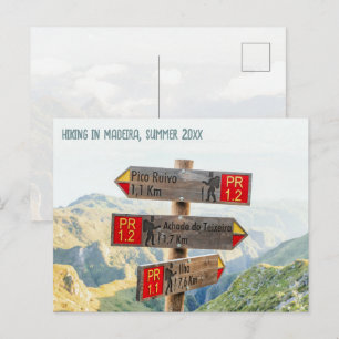Personalised Madeira Pico Ruivo Trail Signs Hiking Postcard