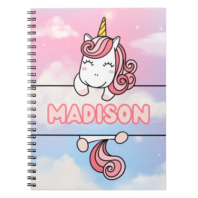 Personalised Madison Unicorn Girlie Notebook (Front)