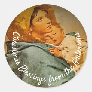 Personalised Madonna and Child Classic Round Sticker