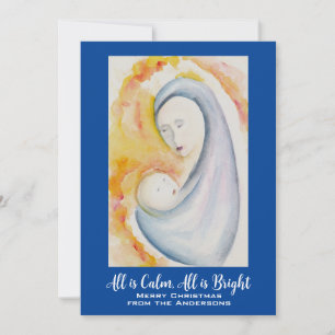 Personalised Madonna and Child Watercolor Holiday Card