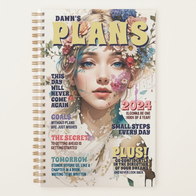 Personalised Magazine Cover Goals Quotes Planner (Front)