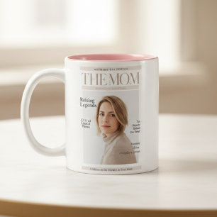 Personalised Magazine Cover Mum – Custom Photo Two-Tone Coffee Mug