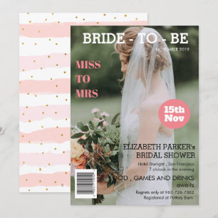Personalised Magazine Cover Photo Bridal Shower Invitation