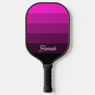 Personalised Magenta Black Ombre Stripe Pickleball Paddle