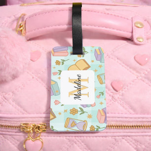 Personalised Magic Books Girly Mint Green School Luggage Tag