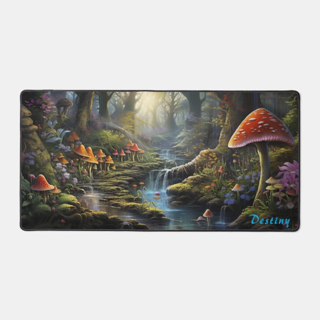 Personalised Magic Mushroom Forest Desk Mat (Front)