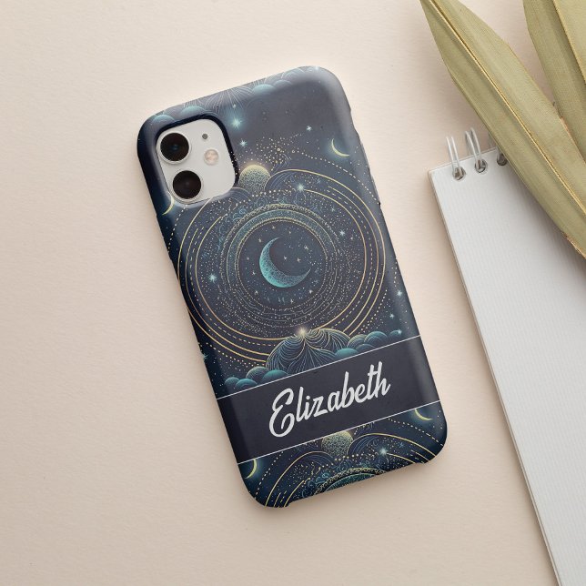 Personalised Magical Crescent Moon And Stars Case-Mate iPhone Case (Creator Uploaded)
