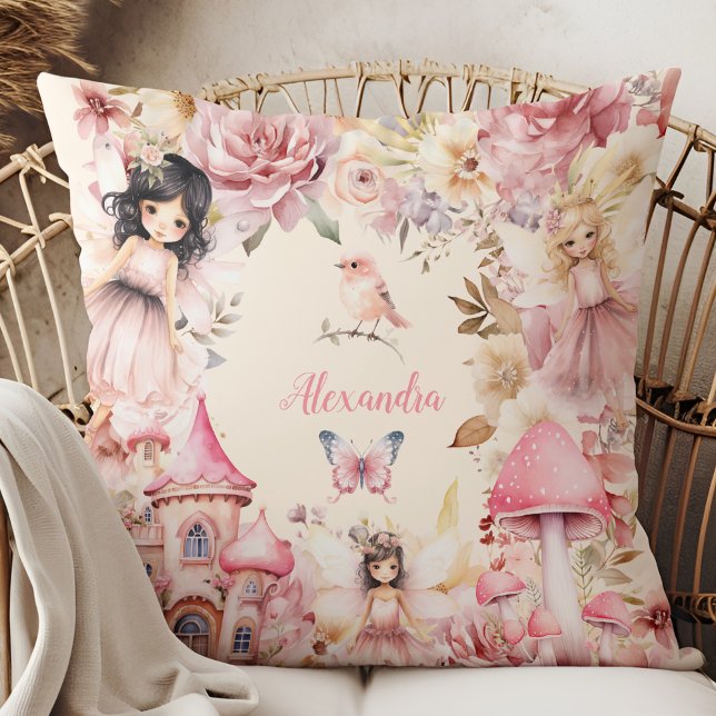 Personalised Magical Fairy Floral Garden Pixie  Cushion (Creator Uploaded)