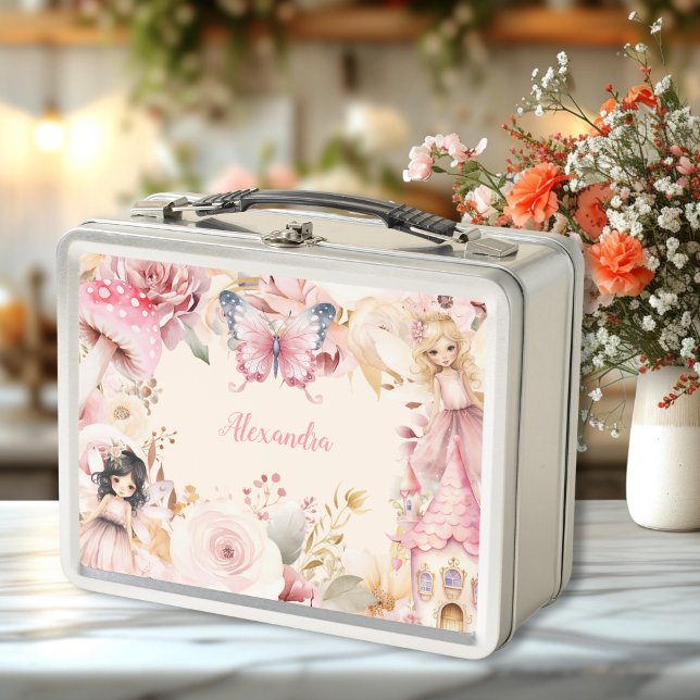 Personalised Magical Fairy Floral Garden Pixie  Metal Lunch Box (Creator Uploaded)