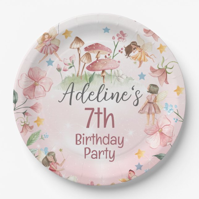 Personalised Magical Fairy Garden Paper Plates  (Front)