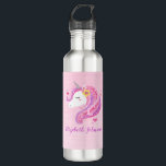 Personalised Magical Pink Glitter Unicorn Face  710 Ml Water Bottle<br><div class="desc">A pretty,  pink,  girl's magical unicorn face decorates this water bottle. Great for back to school. Add your name on the front,  back. Designed for you by Blackberry Boulevard.</div>