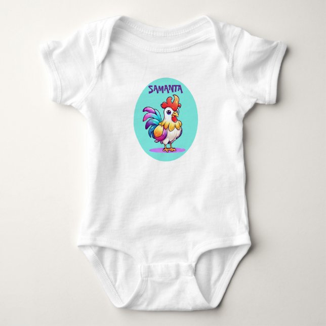 Personalised Magical Rooster Baby Bodysuit (Front)