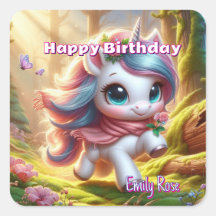 Personalised Magical Unicorn Birthday Stickers
