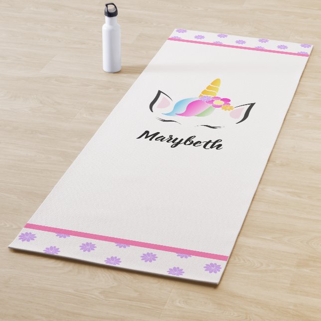 Personalised Magical Unicorn illustration Yoga Mat (In Situ)