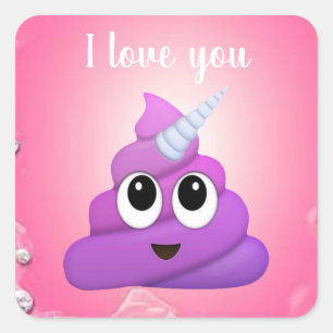 Personalised Magical Unicorn Poop Emoji Square Sticker