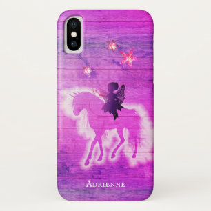 Personalised Magical Unicorn Silhouette Pink Blue iPhone X Case