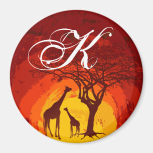 Personalised Magnet African Safari Giraffe Sun