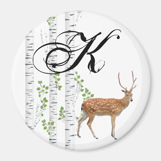 Personalised Magnet Deer Doe Buck Forest Woodland (Front)