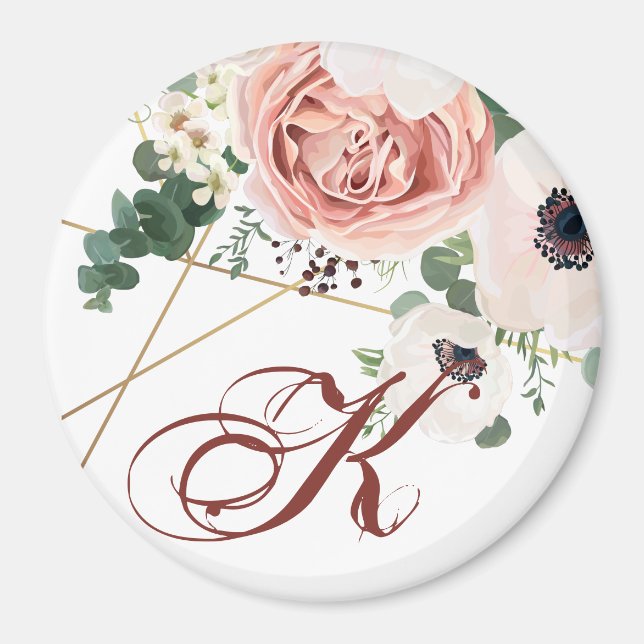 Personalised Magnet Geometric Garden Rose Anemone (Front)