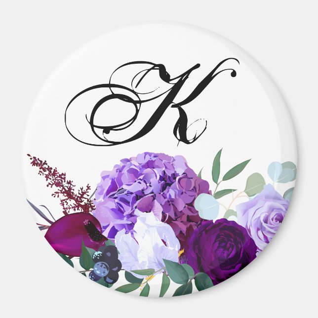 Personalised Magnet Lavender Hibiscus on White (Front)