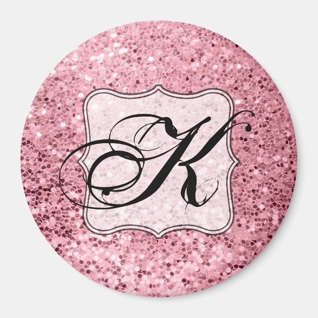 Personalised Magnet Rose Gold Glitter (Front)