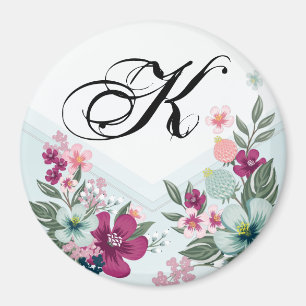 Personalised Magnet Tropical Flower on Blue Ombre