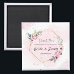 Personalised Magnet Wedding Favours for Guest<br><div class="desc">Personalised Magnet Wedding Favours for Guest with 2 option available round and square
Design with pink floral theme that could be personalised with adding name of bride and groom and also add the date</div>