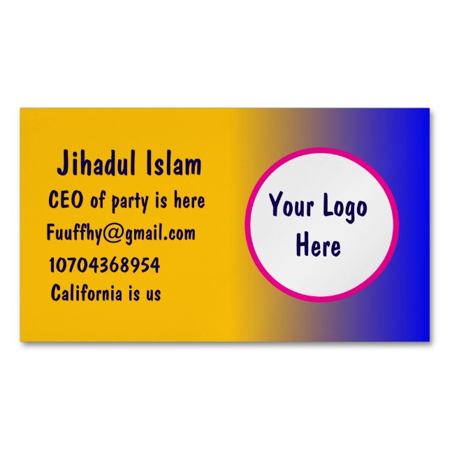 Personalised  	Magnetic business card (Front)